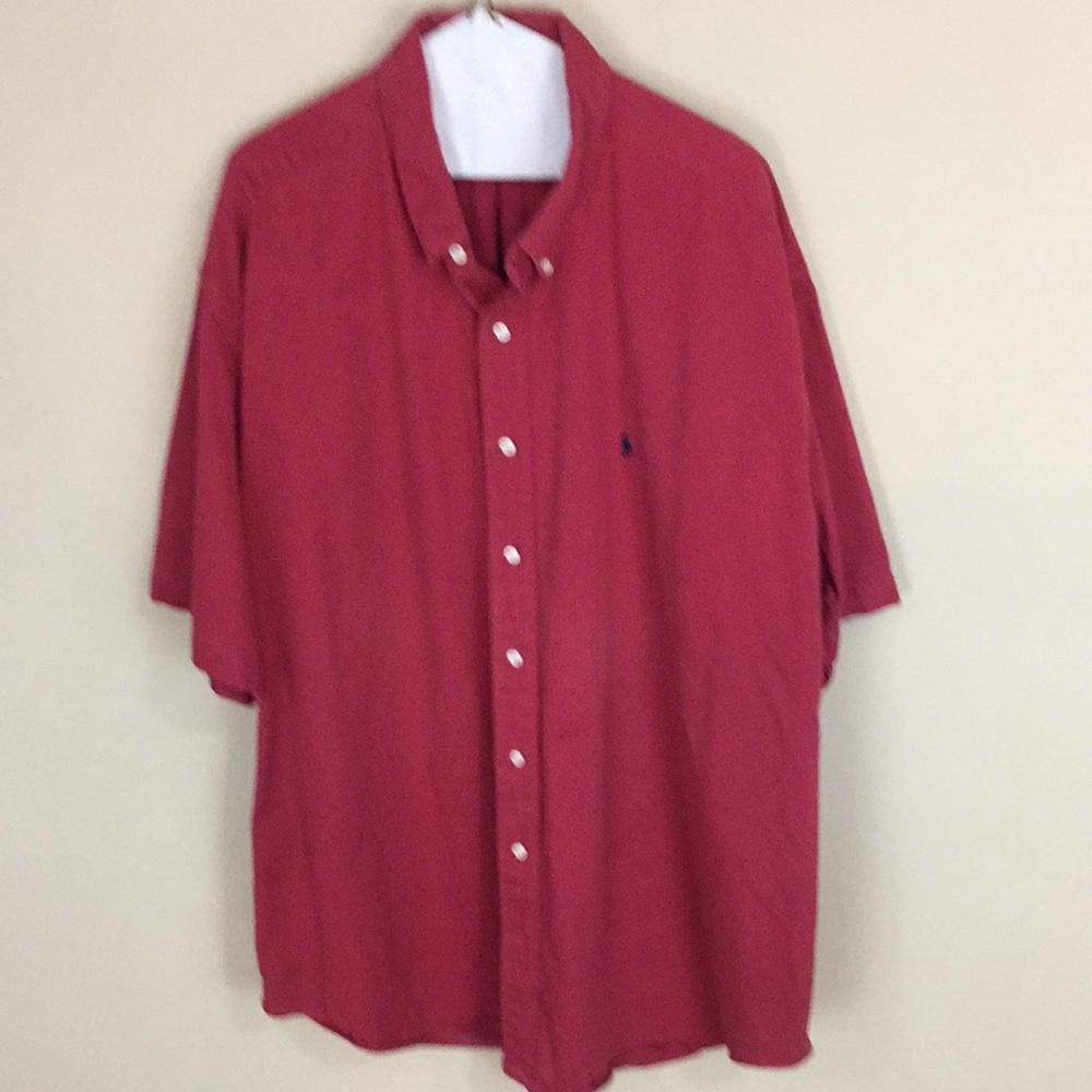 Ralph Lauren Dusty Red Button Down Short Sleeve Cotton Blake Shirt Size XXL
